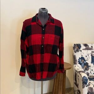 Sonoma Men's Red and Black Plaid Shirt